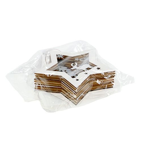 Floristik24 Wooden star with motif to hang 15cm 3pcs