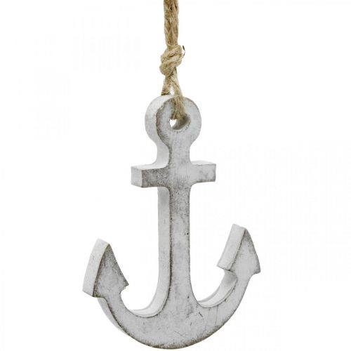 Floristik24 Anchor decoration, maritime summer decoration, hanging decoration wood 12cm 5pcs