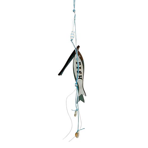 Wooden Hanger Fish Blue 36cm 4 pcs