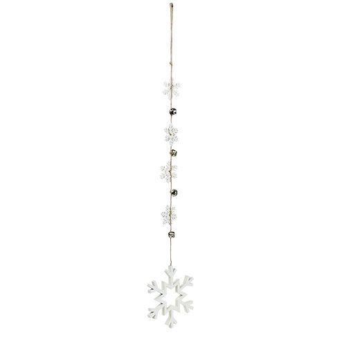 Floristik24 Wooden hanger snowflakes white 64cm 3pcs