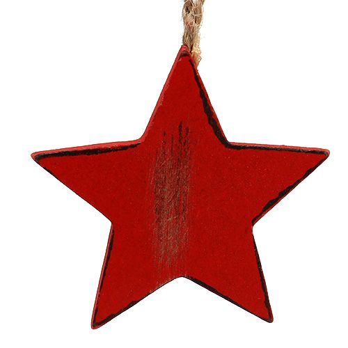 Floristik24 Wooden hanger star, heart, Christmas tree red 6pcs