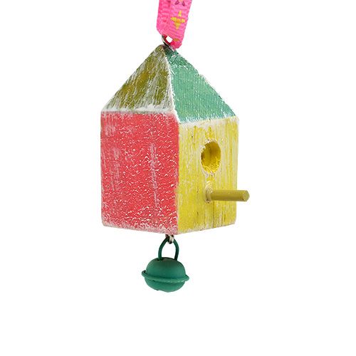 Wooden hanger bird house 7x3x3cm colored 6pcs | Floristik24.ie