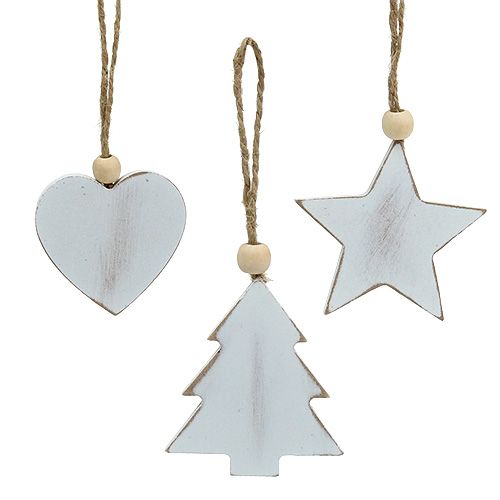 Floristik24 Wooden hanger assorted white 5-6cm 6 pcs