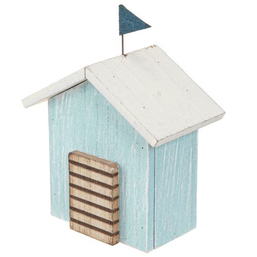 Floristik24 Wooden House Beach House Decoration Natural Blue H9.5cm 3 pcs