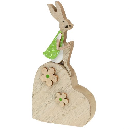 Floristik24 Wooden bunny on heart 16.5cm 4pcs