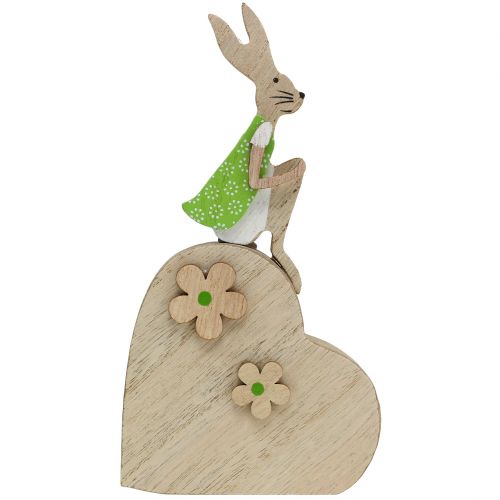 Floristik24 Wooden bunny on heart 16.5cm 4pcs