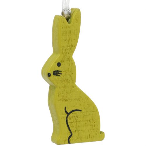 Floristik24 Wooden bunny to hang green, white 2.5cm x 6.5cm 10pcs