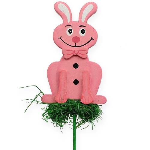 Floristik24 Wooden plug rabbit on a stick 7cm 24pcs