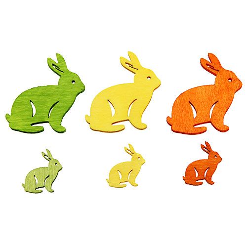 Product Wooden rabbit 2cm - 4cm colorful assorted 96 pieces