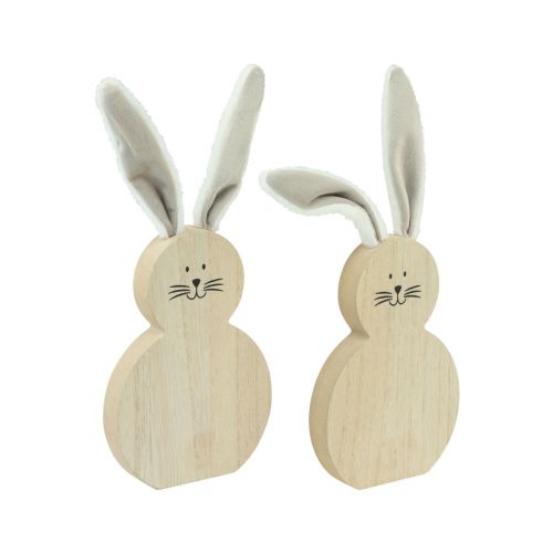 Floristik24 Wooden Rabbit with Movable Ears Brown White 11.5×27cm 2 pcs