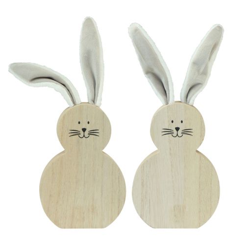 Product Wooden Rabbit with Movable Ears Brown White 11.5×27cm 2 pcs