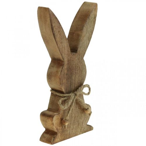 Product Wooden bunny sitting, mango wood, Easter decoration natural colors H18.5cm