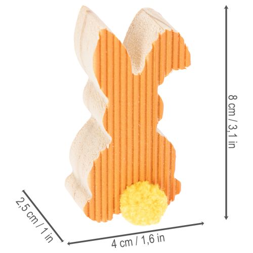 Product Wooden Easter Bunny Decorations, Yellow and Orange, 4x8cm, 6 Pieces