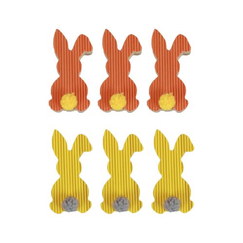 Product Wooden bunnies decorative bunnies Easter decoration yellow orange 4×8cm 6pcs