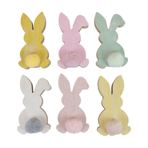 Floristik24 Wooden bunnies decorative bunnies Easter decoration wood pastel 8.5×16cm 6pcs