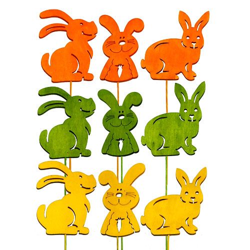 Floristik24 Wooden rabbits with wire assorted colors L31cm - 31.5cm 18pcs