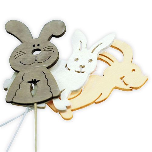 Floristik24 Wooden rabbits with wire natural assorted 6cmx8cm L31cm 18 pcs