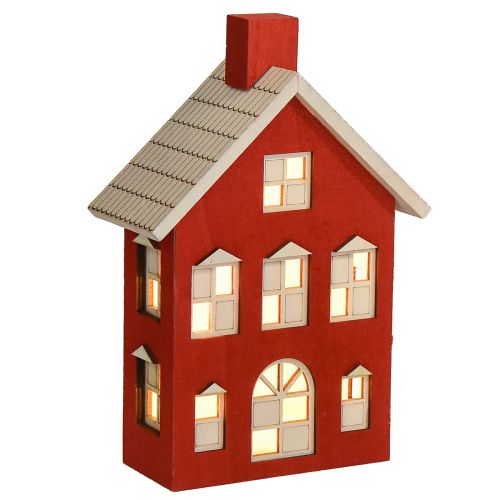 Floristik24 Wooden house LED light house Red & white Battery H19.5cm