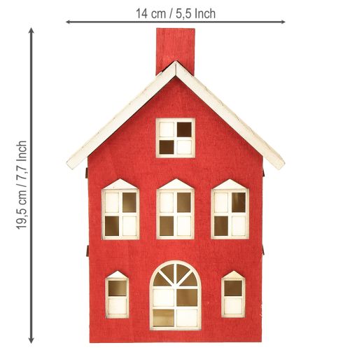 Product Wooden house LED light house Red & white Battery H19.5cm
