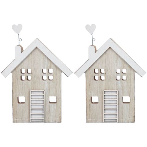 Product Wooden House Decorative House Table Stand Wood 20cm 2 Pcs
