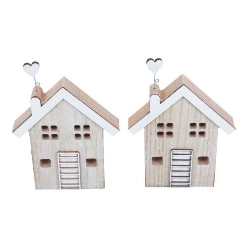 Product Wooden House Decorative House Table Stand Wood 20cm 2 Pcs