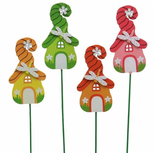 Floristik24 Flower stick gnome house with stick colored assorted 5×9cm 16 pcs