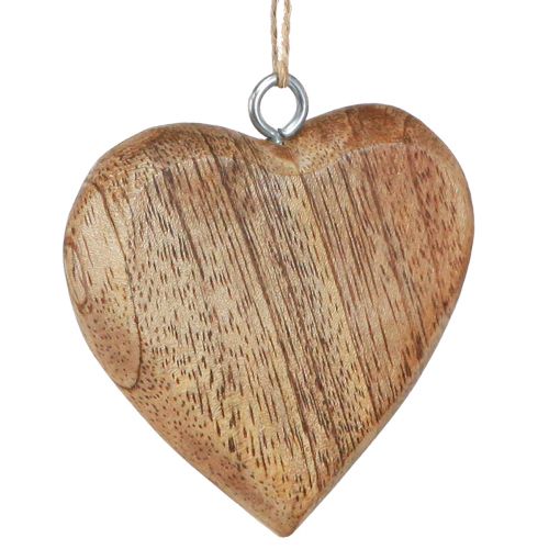 Wooden heart decoration heart for hanging natural 7cm 12 pcs