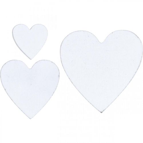Floristik24 Wooden heart scatter decoration wedding hearts white 3/5/7cm 50p