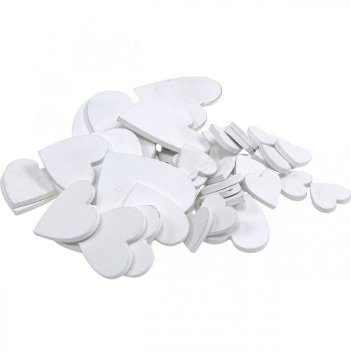 Floristik24 Wooden heart scatter decoration wedding hearts white 3/5/7cm 50p