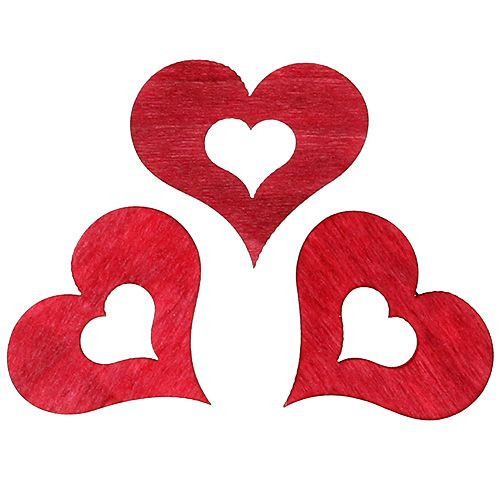 Wooden heart for scattering red 4cm 72 pcs