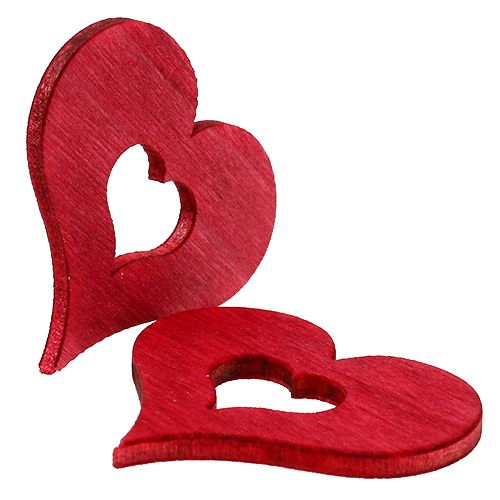 Product Wooden heart for scattering red 4cm 72 pcs