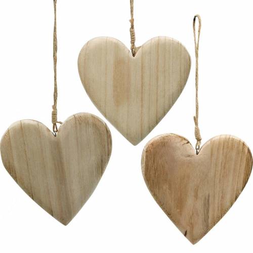 Floristik24 Wooden heart to hang nature decorative hearts Valentine&#39;s Day Mother&#39;s Day 3pcs