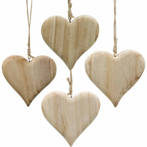 Floristik24 Decorative heart Valentine's Day wood heart to hang nature wood decoration 4pcs