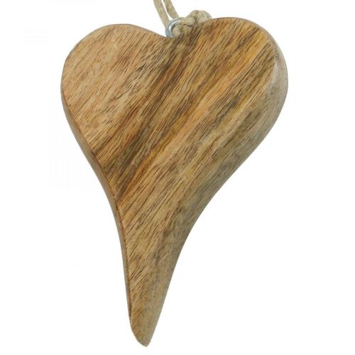 Wooden heart deco hanger heart wood decoration for hanging nature 14cm
