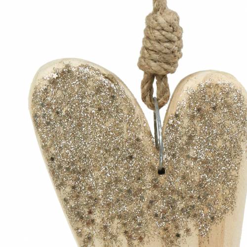 Product Wooden Heart Glitter for Hanging 18cm x 10cm 2 pcs