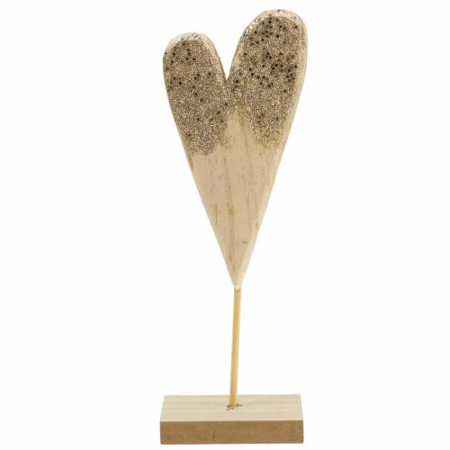 Floristik24 Decorative heart on stand wood with glitter H27cm