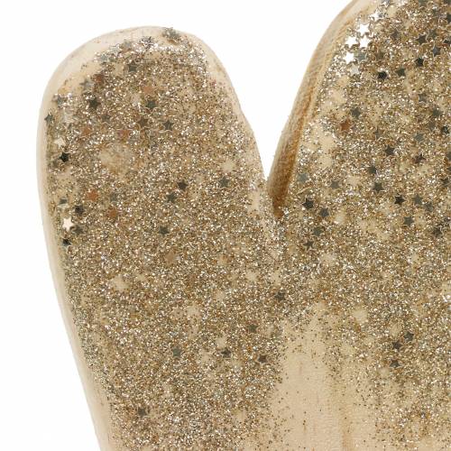 Floristik24 Decorative heart on stand wood with glitter H27cm