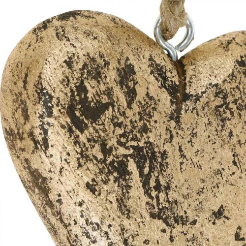 Floristik24 Heart to hang wood golden vintage hanger 15cm