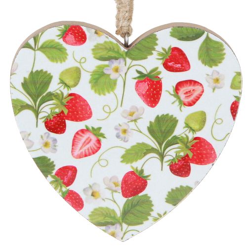 Heart Strawberries Hanging Summer Décor Wood 10cm 4pcs