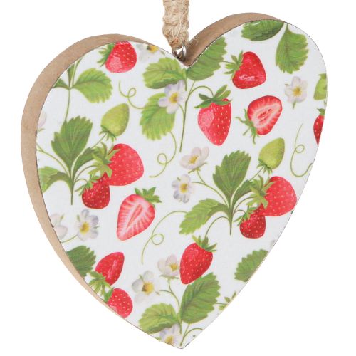 Product Heart Strawberries Hanging Summer Décor Wood 10cm 4pcs