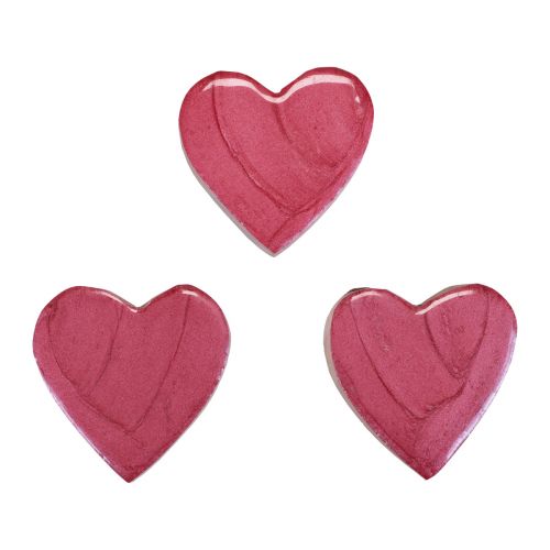 Product Wooden hearts decoration hearts pink shiny scatter decoration 4.5cm 8 pcs