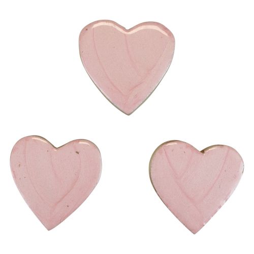 Floristik24 Wooden hearts decorative hearts light pink gloss table decoration 4.5cm 8pcs