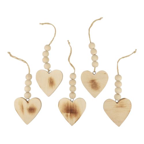 Floristik24 Wooden hearts decorative hanger wood decorative hearts burned 8cm 6pcs