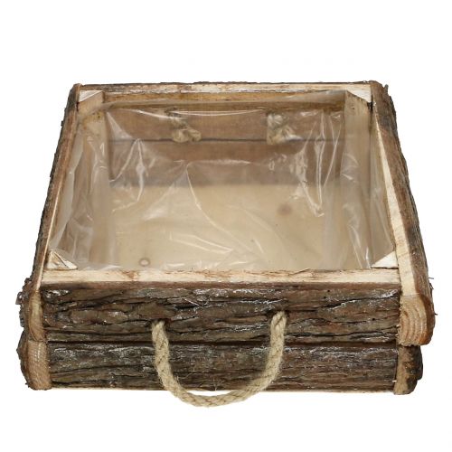 Floristik24 Natural wooden box with rope handles 25x25cm H9cm