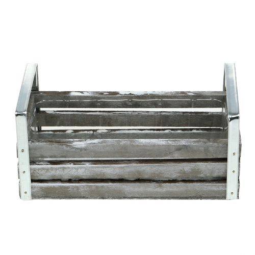 Floristik24 Wooden box gray 20cm x 9cm H6cm with handles