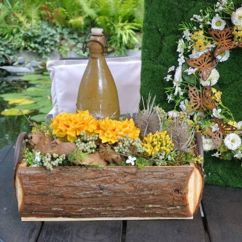 Floristik24 Planter box bark planter with handles natural wooden box