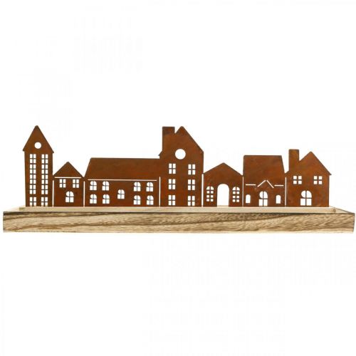 Floristik24 Decorative wooden tray rectangular with patina houses 50×17cm