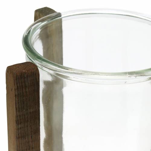 Floristik24 Candlestick wood with glass Ø15cm H18cm