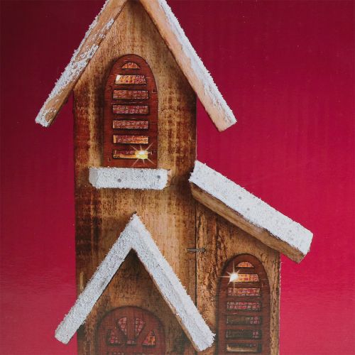 Floristik24 Wooden church with LED lighting warm white 5L 16cm x 27cm