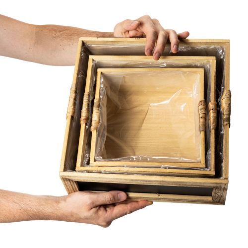 Wooden box with chalkboard and insert, 3 sizes set, 30cm | Floristik24.ie